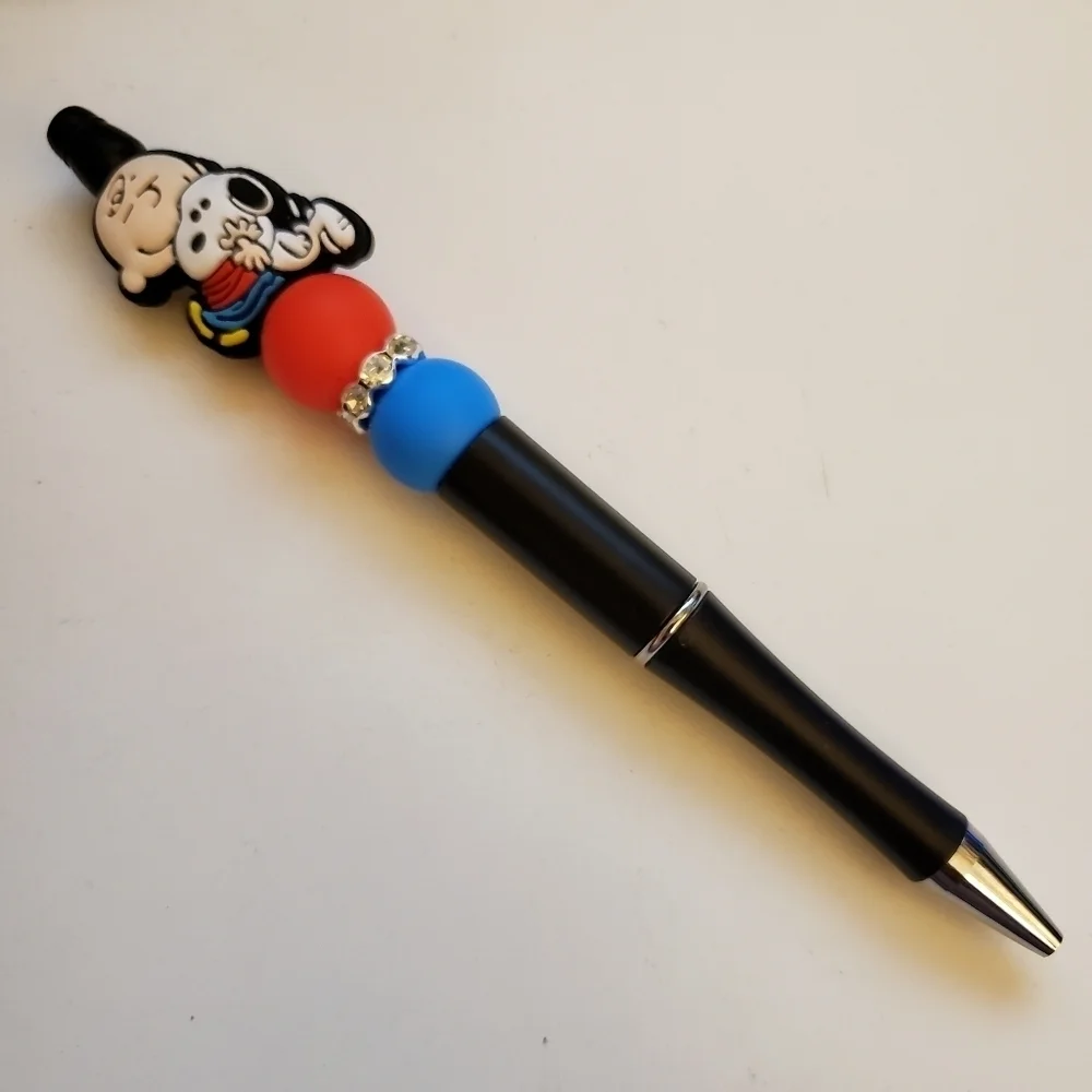 Handmade Charlie Brown Snoopy Beaded Silicone Focal Bead Pen